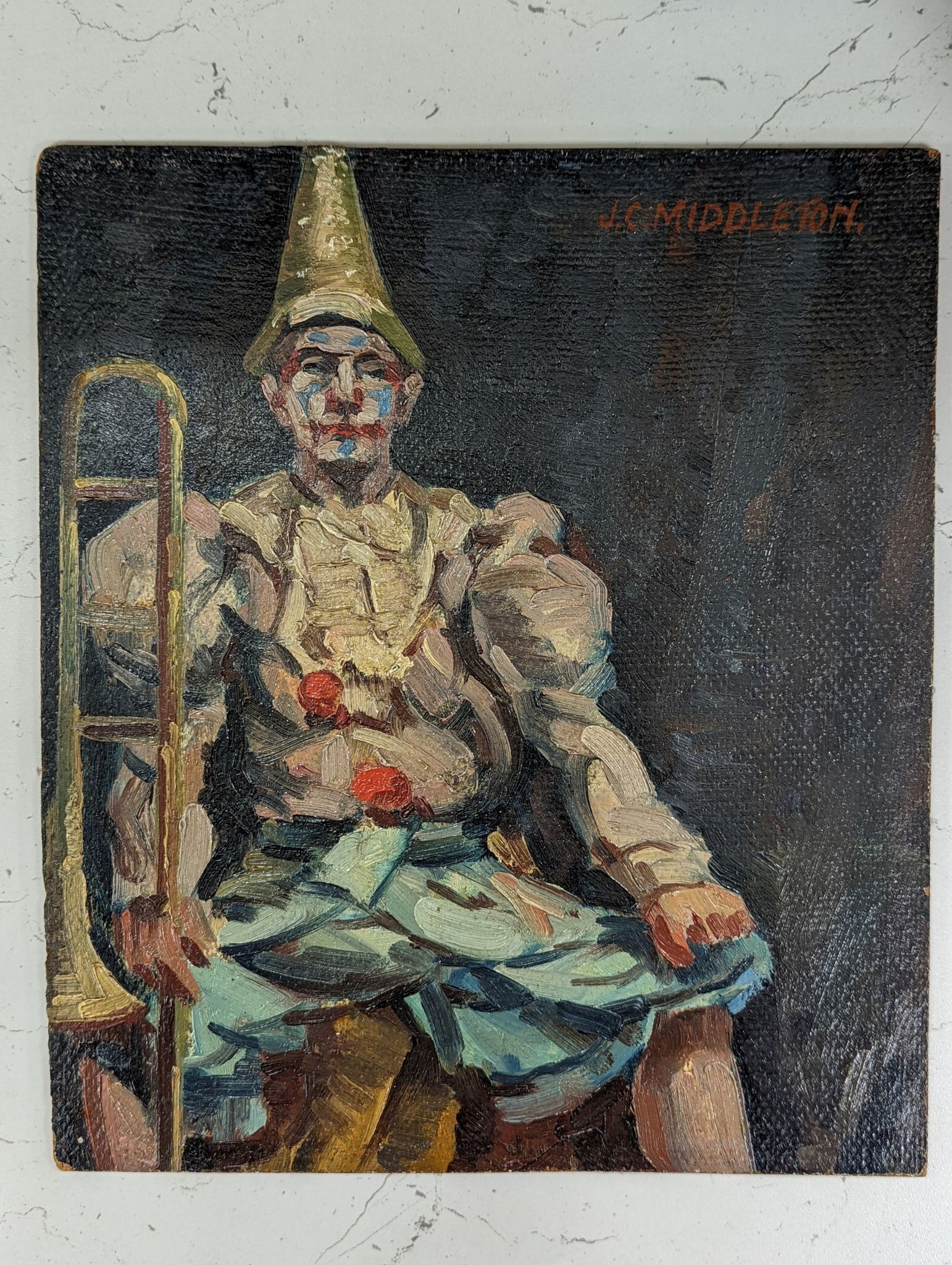 James Charles Middleton (1894-), oil on board, 'The French Clown', signed, 30 x 26cm, unframed